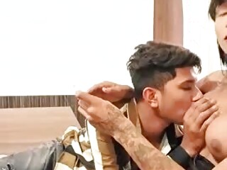 Sexy big cock Asian LB fucks an Indian young guy